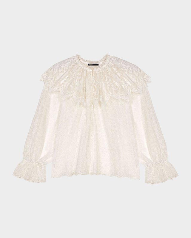 Lolitel Ruffled Sheer Lace Blouse